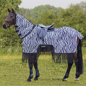 COPERTA ANTIMOSCHE DA PASSEGGIATA ZEBRA CON FRANGE