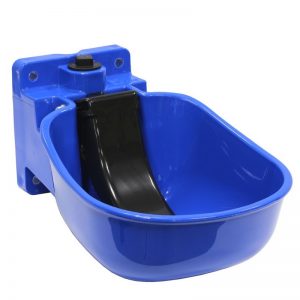 Abbeveratoio in plastica blu con paletta nera